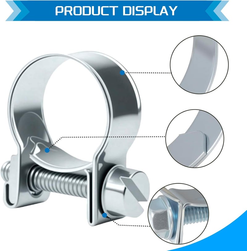 JTAREA 19-21MM Fuel Injection Hose Clamps 3/4"-53/64" Gas Line Clamps Pipe Clamp for Automotive Diesel Petrol Pipes - Image 3